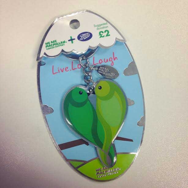 Boots keyring sold in aid of Macmillan Cancer Support