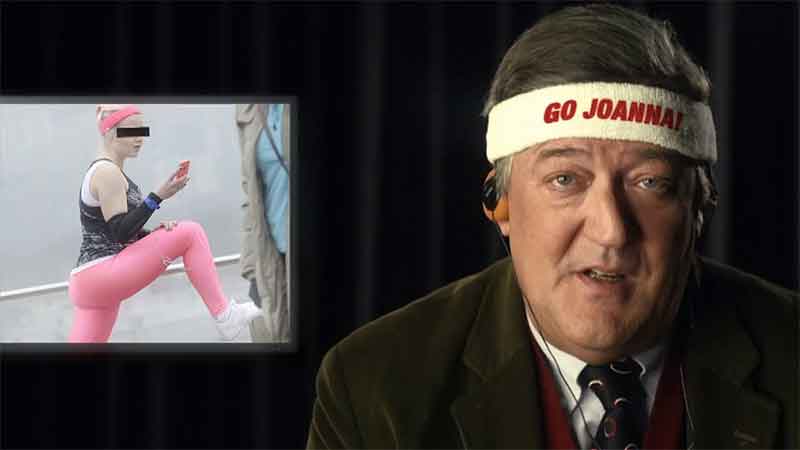 Stephen Fry's personalised video includes the name of the runner and the charity they are supporting.