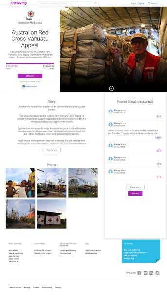 Australian Red Cross uses JustGiving Campaigns to crowdfund for its Vanuatu appeal