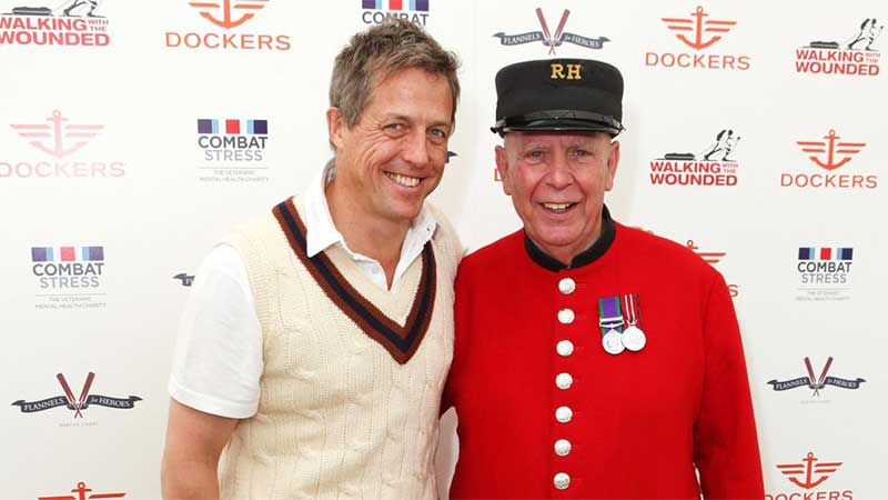 Hugh Grant supporting Flannels for Heroes