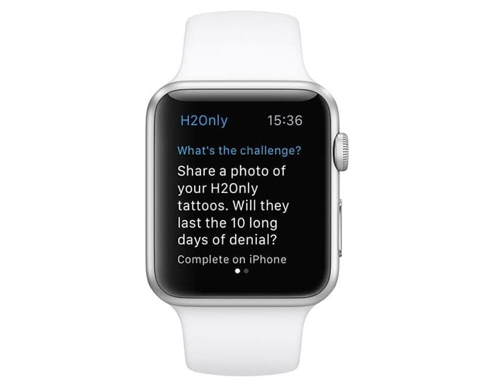 An example of a H2Only Apple Watch app daily challenge.