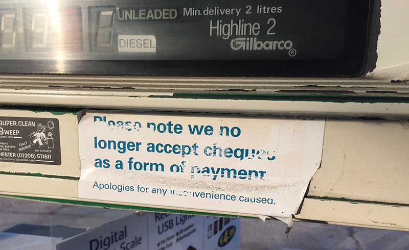 Cheques no longer accepted
