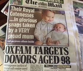 Oxfam targets donors aged 98 - Mail on Sunday headline