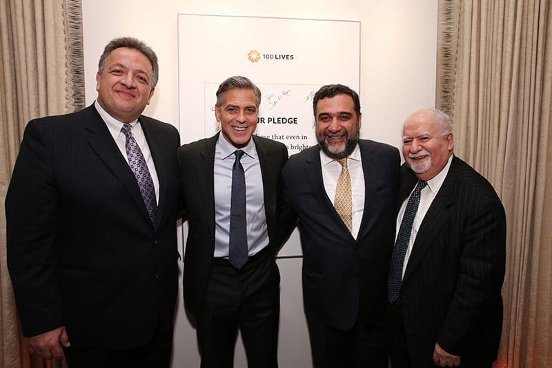 (l-r) Noubar Afeyan, George Clooney, Ruben Vardanyan and Vartan Gregorian