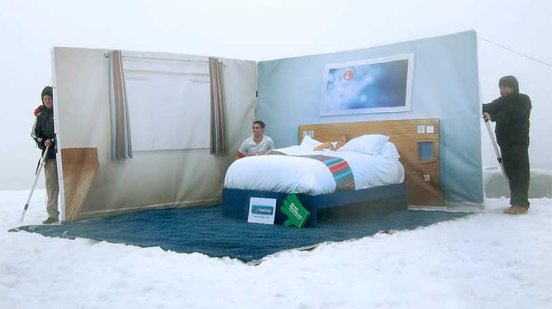 Travelodge staff create a room on top of Ben Nevis for Macmillan Cancer Support