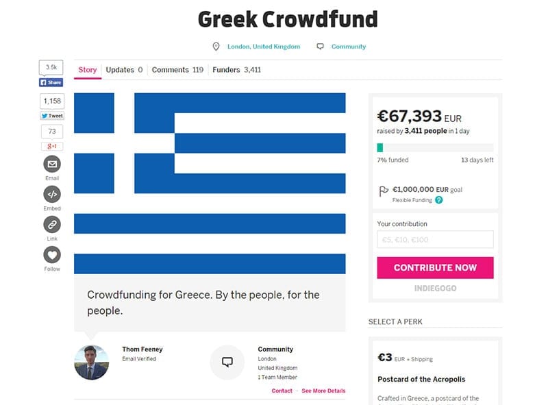 Greek crowdfund campaign