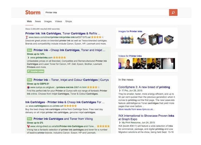 Storm search engine results