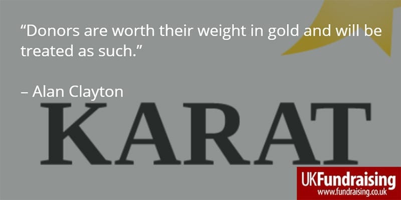 Alan Clayton explains choice of Karat for telephone fundraising agency name