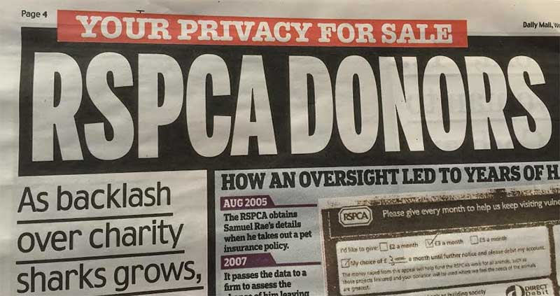 'Your privacy for sale' - Daily Mail story on RSPCA, 2 September 2015, p4