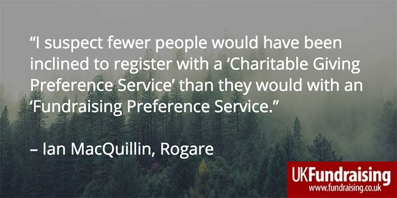 Ian MacQuillin quotation on Fundraising Preference Service