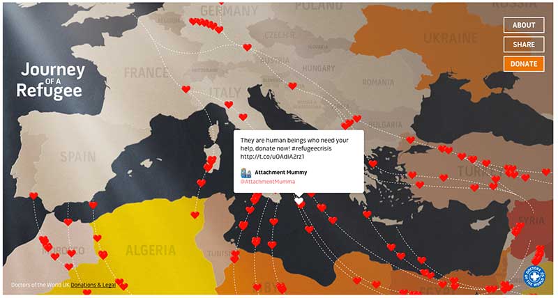 Refugees Welcome map by Doctors of the World UK