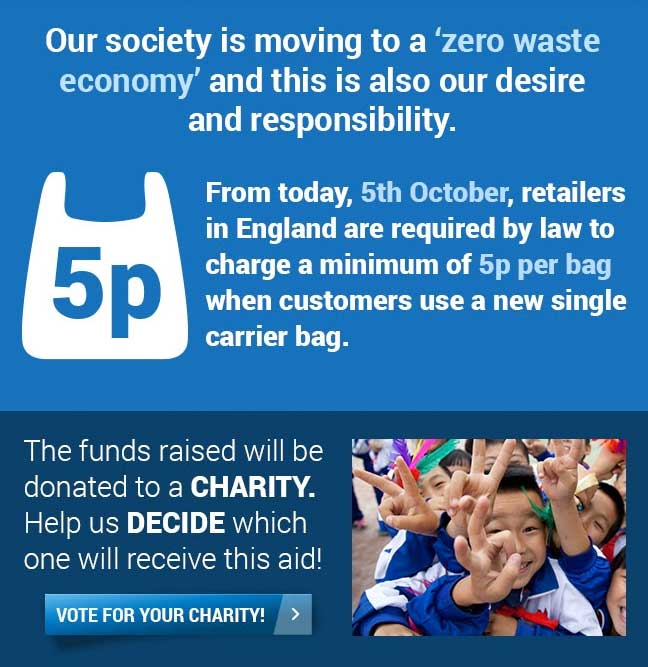 Decathlon plastic bag donation charity vote