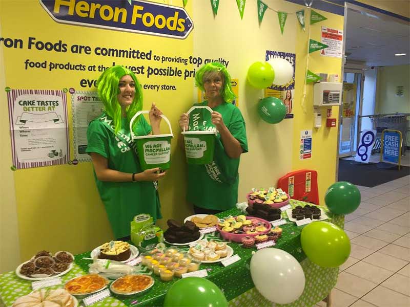 Store staff Heron Foods in Whickham, Newcastle, Tyneside taking part in Macmillan's World's Biggest Coffee Morning