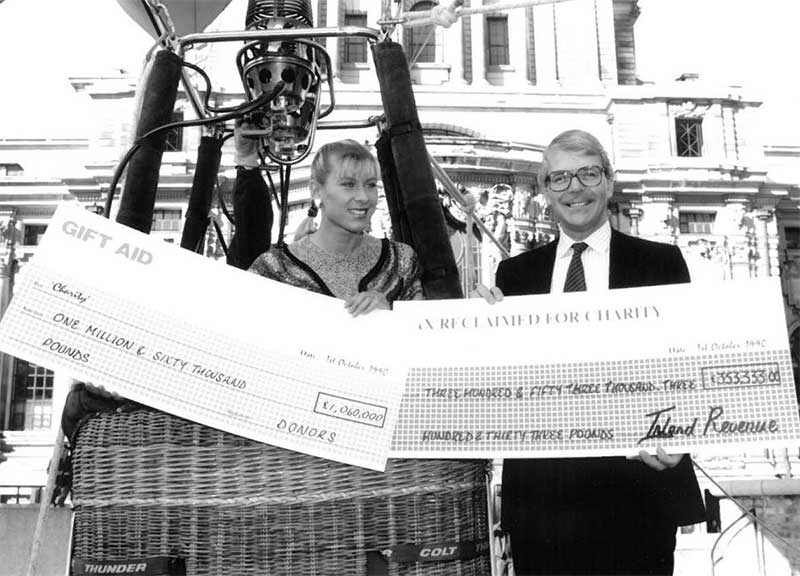 John Major MP and swimmer Sharron Davies launch Gift Aid in London