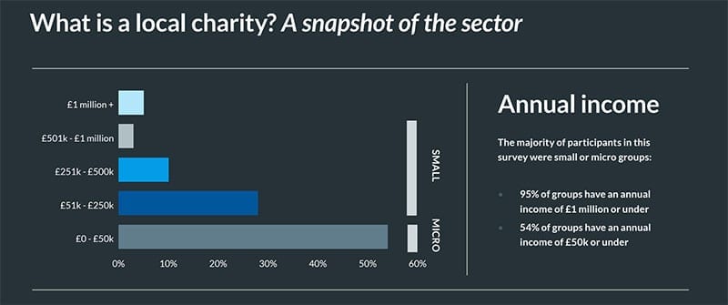 Size of local charities & community groups in Localgiving's 2015 report