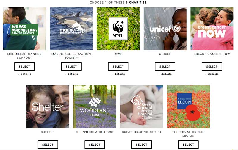 M&S Sparks - nine charities to choose from