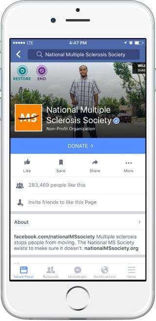 facebook-ms-society-mobile-fundraiser-screenshot