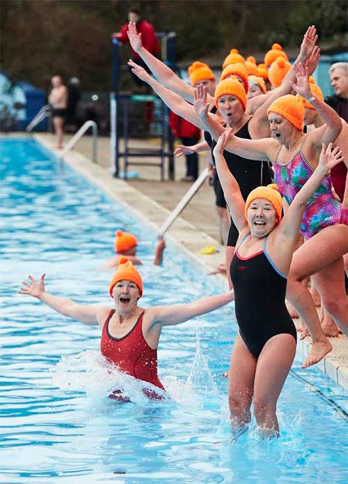 Fundraisers in woolly hats take the plunge for Woolly Hat Day