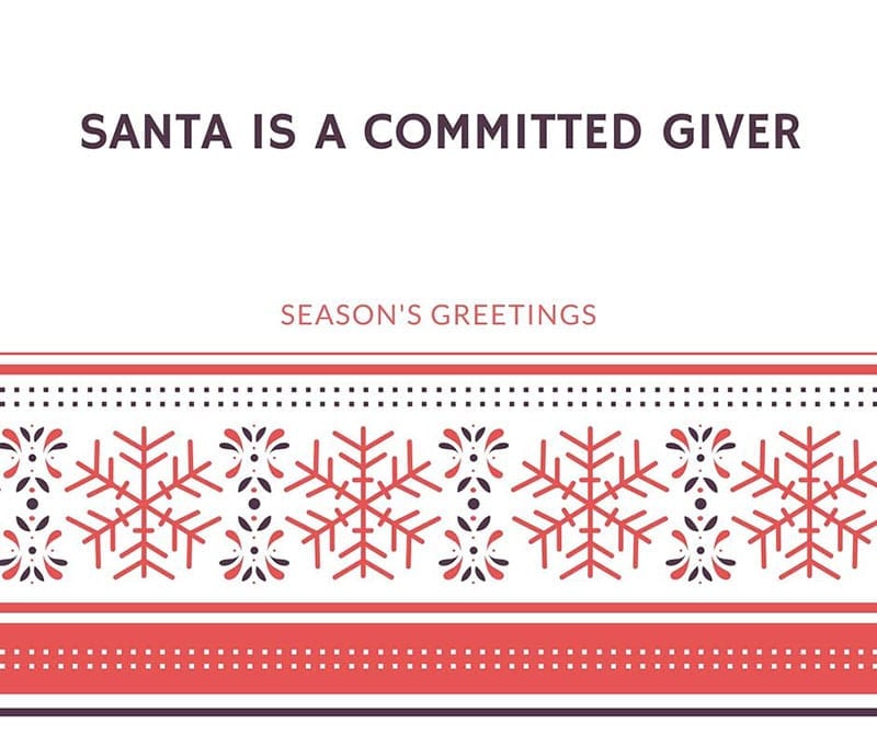 Santa is a Committed Giver - words: Derek Humphries; image: Lesley Pinder
