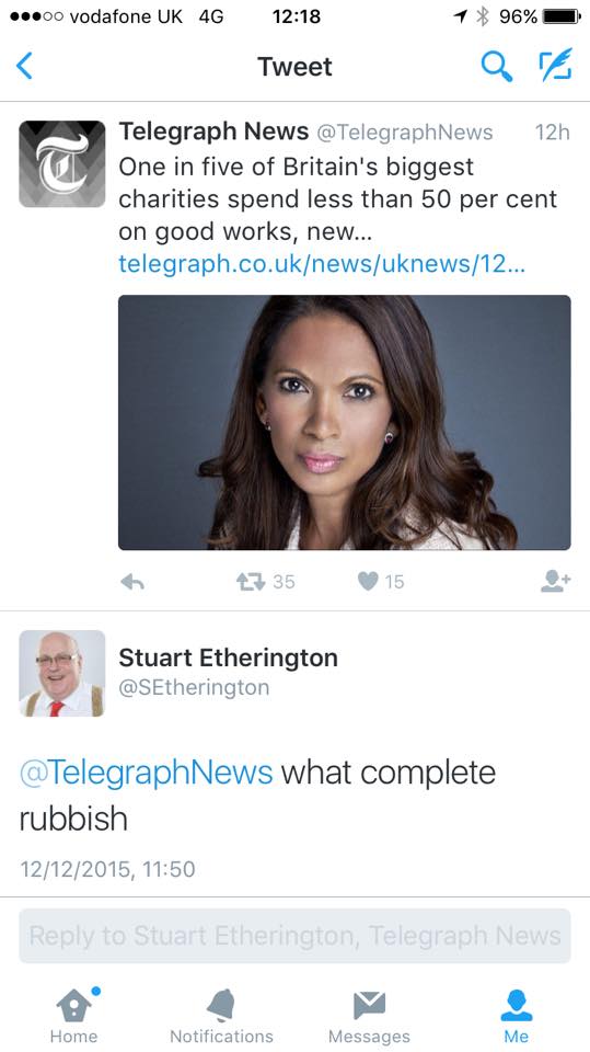 Stuart Etherington's response on Twitter