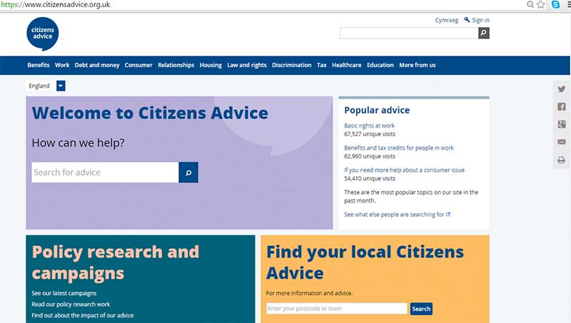 Citizens Advice website - good for user experience